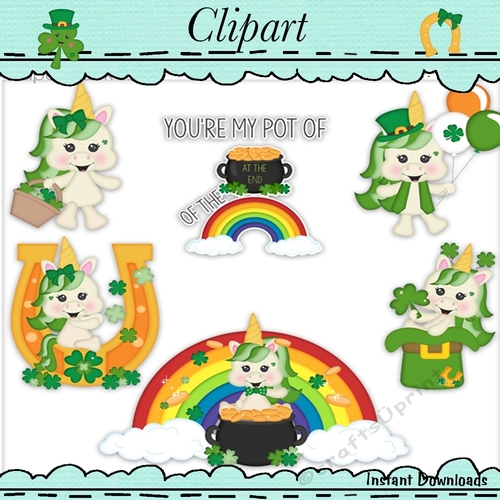 Lucky Unicorns St Patricks Day Clip Art CUP857665_43589 Craftsuprint
