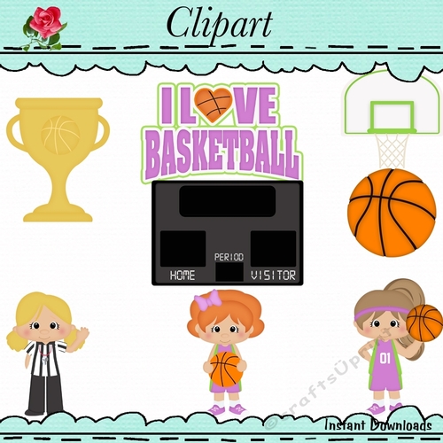 Shooting Hoops Girls Clip Art - CUP955610_43589 | Craftsuprint