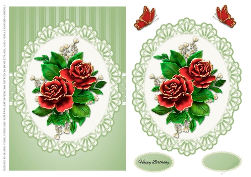 Red Roses Printable Cake Topper Beautiful Red Roses Birthday Topper - CUP946425_74027 | Craftsuprint
