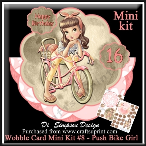 Wobble Card Mini Kit 8 Push Bike Girl CUP1100147_986 Craftsuprint
