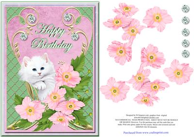 Sweet Happy Birthday with Fluffy Cat - CUP496918_986 | Craftsuprint