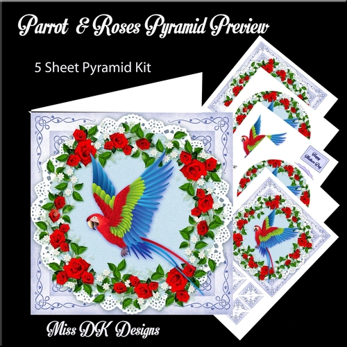 Colorfull Parrot Pyramid card front - CUP729754_2248 | Craftsuprint