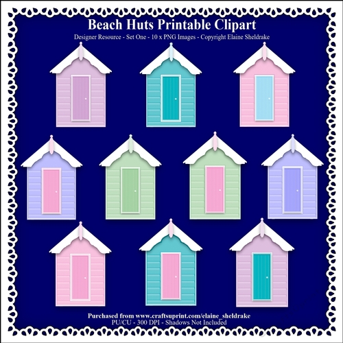 Beach Huts - Printable Clipart - Set One - Designers Resource Kit ...
