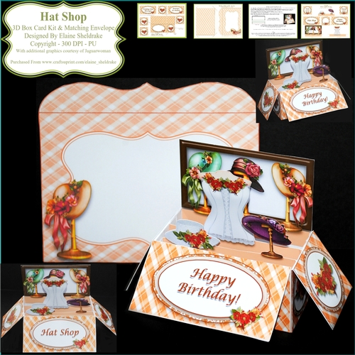 Hat Shop - 3D Box Card Kit & Matching Envelope - CUP725929_604 ...