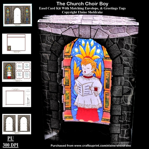 The Church Choir Boy 3D Pop Out Concertina Box Card Kit With Matching
