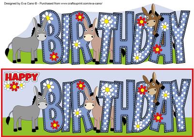 Birthday Donkeys Large Dl - CUP530732_750 | Craftsuprint