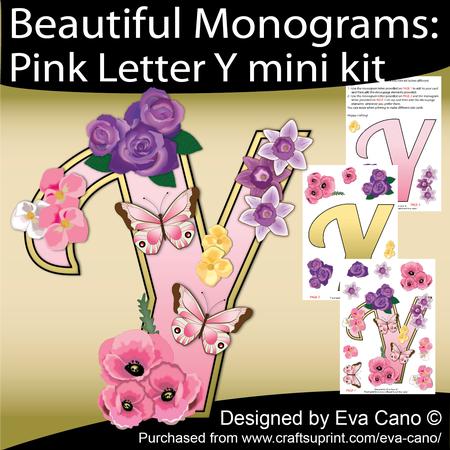 Beautiful Monograms: Pink Letter Y Mini Kit - CUP554964_750 | Craftsuprint