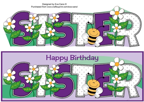 Flowers and Bees SISTER large dl - CUP938901_750 | Craftsuprint