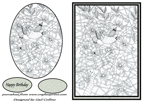 Two birds colouring Card - CUP831777_695 | Craftsuprint