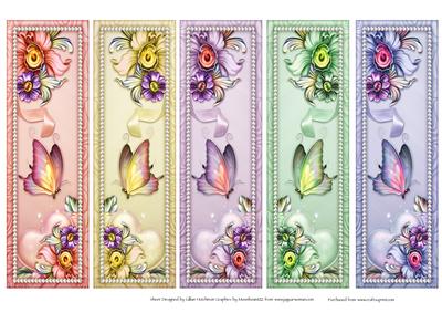 5 Flowers &amp; Butterfly Bookmarks - CUP393131_1443 | Craftsuprint