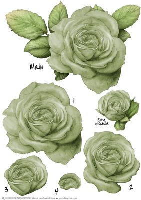 Green Rose Decoupage Sheet - CUP378123_437 | Craftsuprint