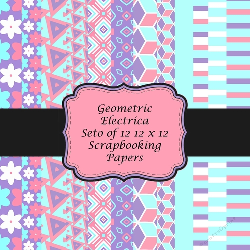 Geometric Electrica Set of 12 x 12 Geometric Patterned Scrapbooking ...