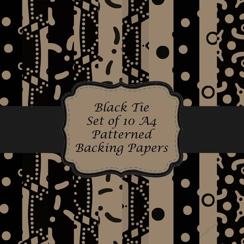 Patterned Backing Paper Black Tie Set of 10 A4 Sized Patterned Backing Black and Brown Ritz ...