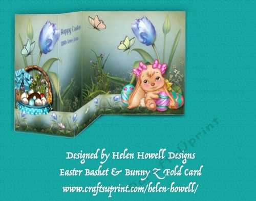 Easter Basket and Bunny Z Fold Card - CUP951696_37881 | Craftsuprint