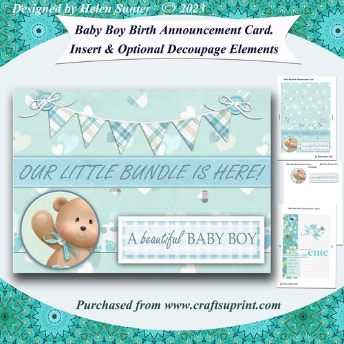 Baby Boy Birth Announcement Card and Insert CUP1210625_92133
