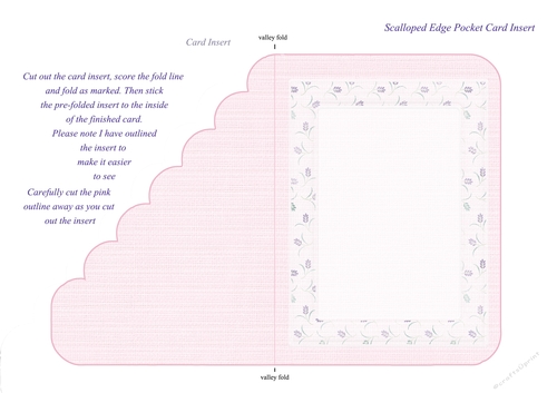 Pretty Pink Blank Insert to fit 5 x 7 Inch Scalloped Edge Pocket Card ...