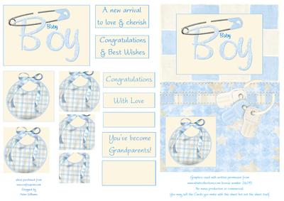Baby Boy Bib &amp; Rattle Card - CUP87027_443 | Craftsuprint
