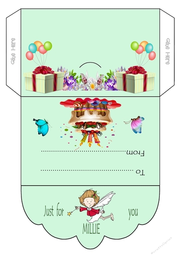 Gift card envelope for girls Millie - CUP1177984_10778 | Craftsuprint