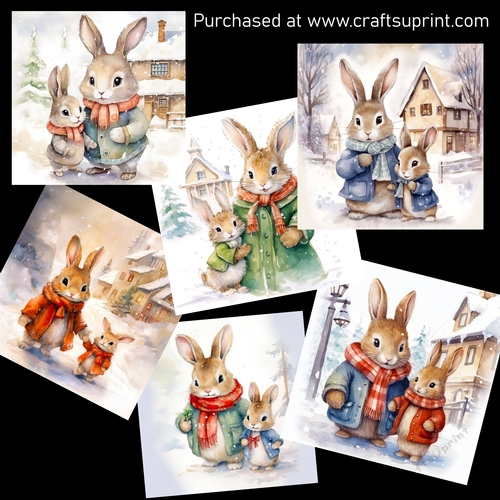 Cute winter bunnies 2 - CUP1215132_123648 | Craftsuprint
