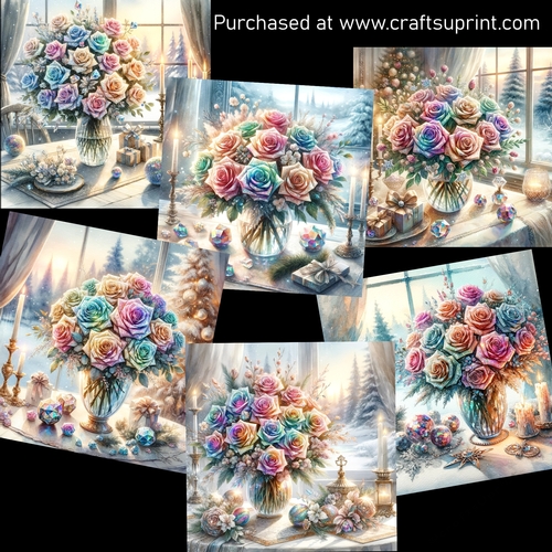 Rainbow winter roses - CUP1266701_123648 | Craftsuprint