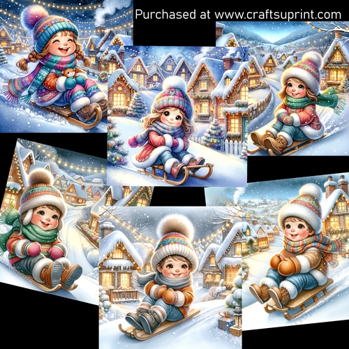 Sledding down the hill - CUP1269362_123648 | Craftsuprint