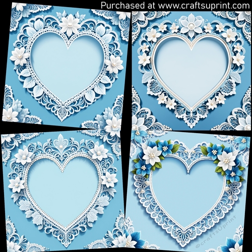 Lace heart blue CARD FRONTS - CUP1302043_123648 | Craftsuprint