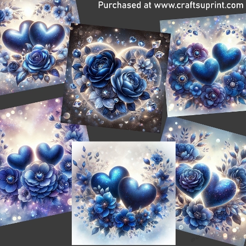 Blue hearts CARD FRONTS - CUP1359794_123648 | Craftsuprint