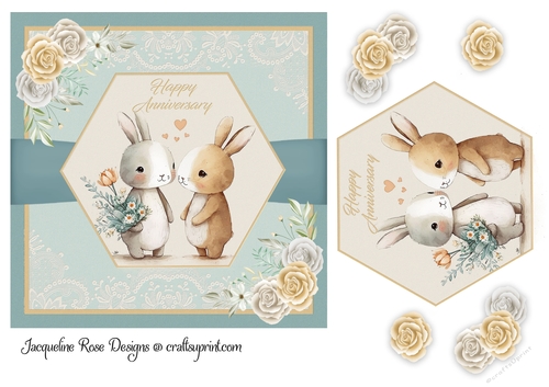 Anniversary Rabbits & Flowers - CUP1206902_16 | Craftsuprint