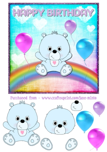 RAINBOW BEAR SHEET 4 - CUP878561_57683 | Craftsuprint