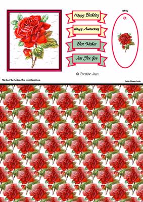 Red Roses Printable Cake Topper Red Rose Topper Sheet - CUP10037_108 | Craftsuprint