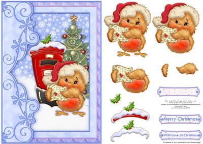 Christmas Robin at the Postbox Card Topper & Decoupage - CUP575527_68 ...