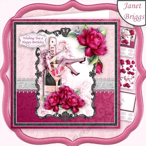 CHAMPAGNE GLASS DIVA 8x8 Decoupage & Insert Mini Kit CUP767665_68