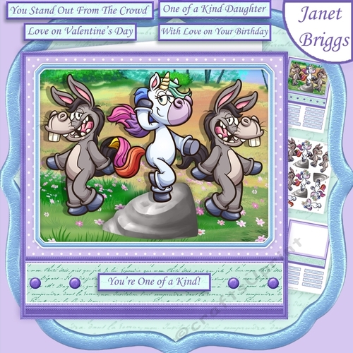 UNICORN YOURE ONE OF A KIND 7.5 Humorous Decoupage & Insert Mini Kit