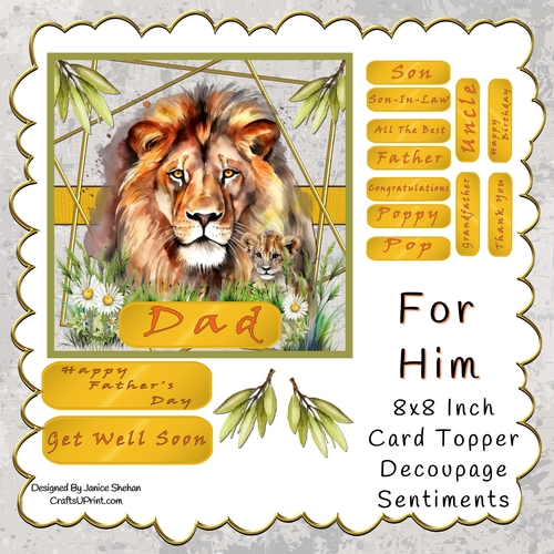 FATHERS DAY 8X8 INCH CARD AND DECOUPAGE - CUP1214942_2049 | Craftsuprint