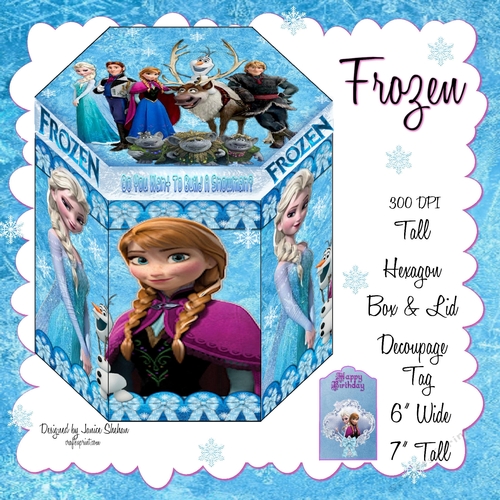 FROZEN ANNA ELSA OLAF TALL HEXAGONAL DECOUPAGE BOX - CUP895629_2049 ...