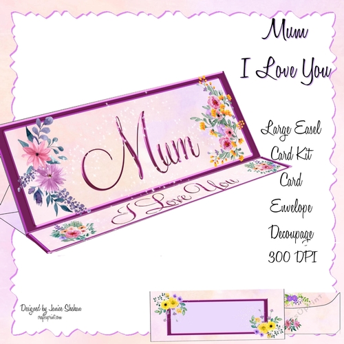 LARGE DL CARD AND ENVELOPE SET - MUM BIRTHDAY I LOVE YOU MOTHERS DAY ...