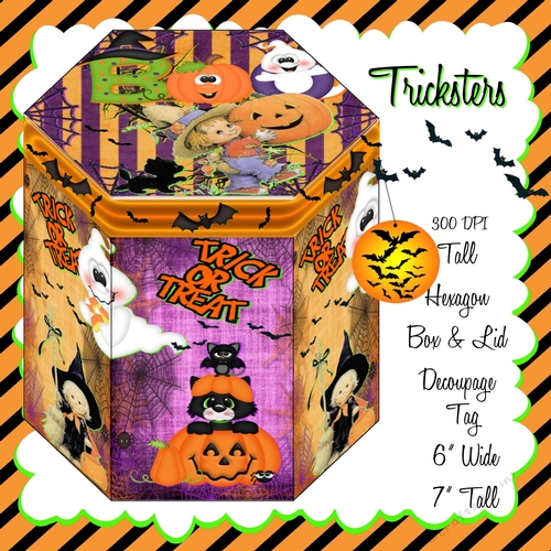 HALLOWEEN TRICKSTERS - HEXAGONAL GIFT BOX - HB 118 - CUP997215_2049 | Craftsuprint