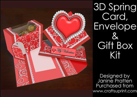 3D Spring Card with Envelope & Gift Box - Red Heart - CUP284835_1504 ...