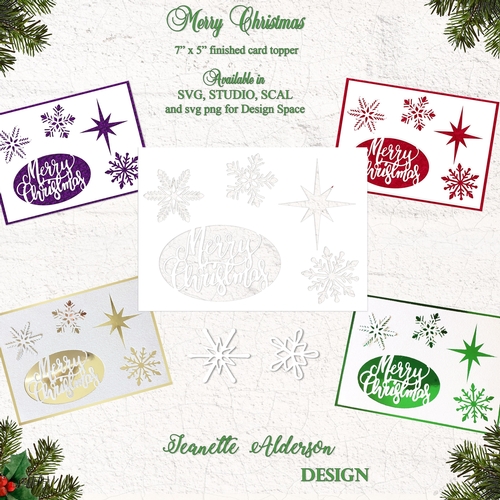 Merry Christmas greeting with Snowflake cut outs 7 x 5 christmas card
