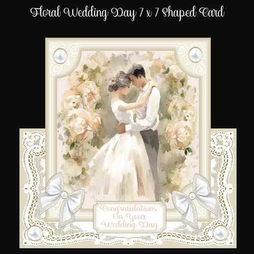 Weeding Shape Card Floral Wedding Day 7 x 7 Shaped Card - CUP1285900_2474 | Craftsuprint