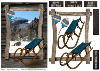 Christmas Mood Set of 3 Prints. Fawn, Log Cabin, Sledding