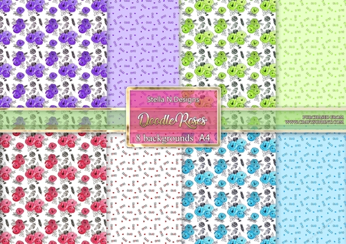 DOODLE ROSES A4 BACKGROUNDS - CUP1090481_102747 | Craftsuprint