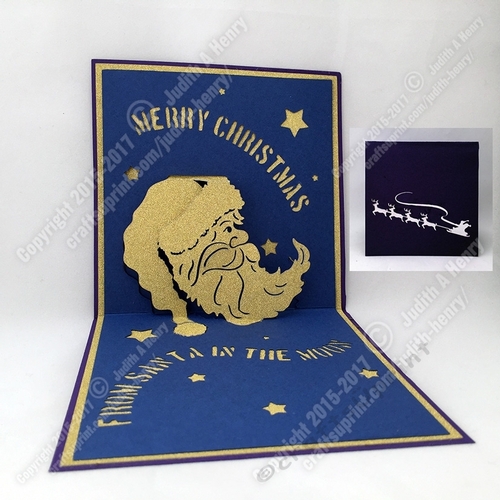 Sassy cheryl  half moon santa christmas pop up card  cup8065352228