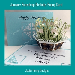 cup1045888_2228 - January Snowdrop Birthday Pop Up Card