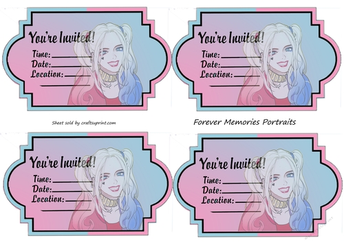 Harley Quinn Invites - CUP965216_48450 | Craftsuprint
