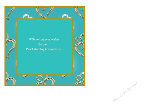 Insert for Pearl Wedding Anniversary card with pearls & wedding rings ...