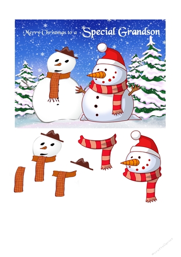 Christmas card for Grandson with 3D snowmen - CUP719291_2306 | Craftsuprint