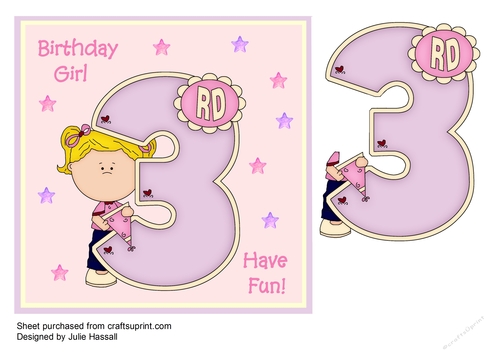 3rd Birthday card for little girl with large number 3 - CUP719996_2306 ...