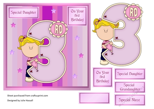 3rd Birthday card with large numeral and little girl - CUP875981_2306 ...