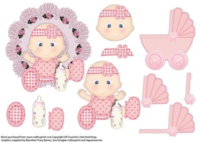 Decoupage for Baby Girl Book Style Card Topper - CUP329355_1483 ...